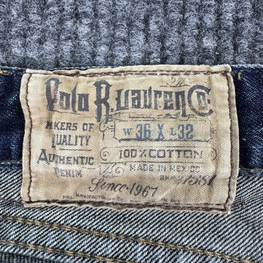 Polo Ralph Lauren Jeans Men 36x32 Antique Indigo Blue 100% Cotton Denim